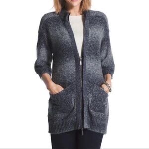 Chico's Space-Dyed Zip Up Sweater Wool Fuzzy - Size Small